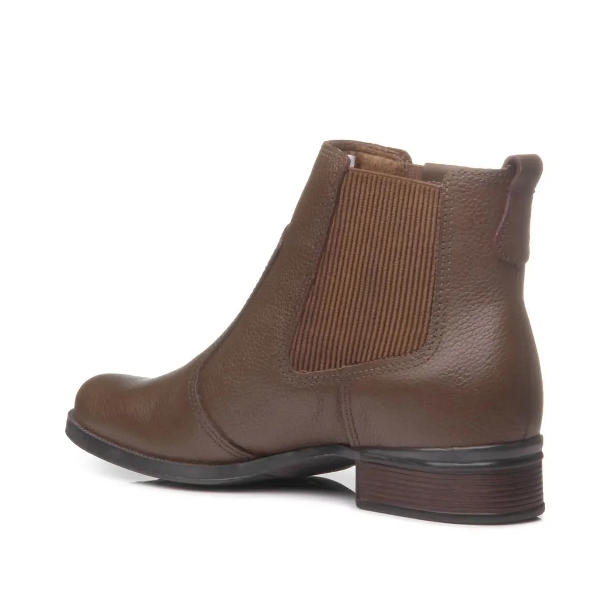 Bota Cano Curto Elástico Salto Baixo Marrom 4