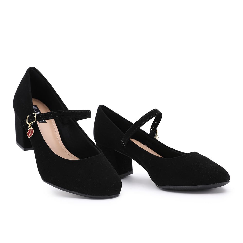 SAPATO VILLA ROSA BONECA COM PINGENTE Preto 5