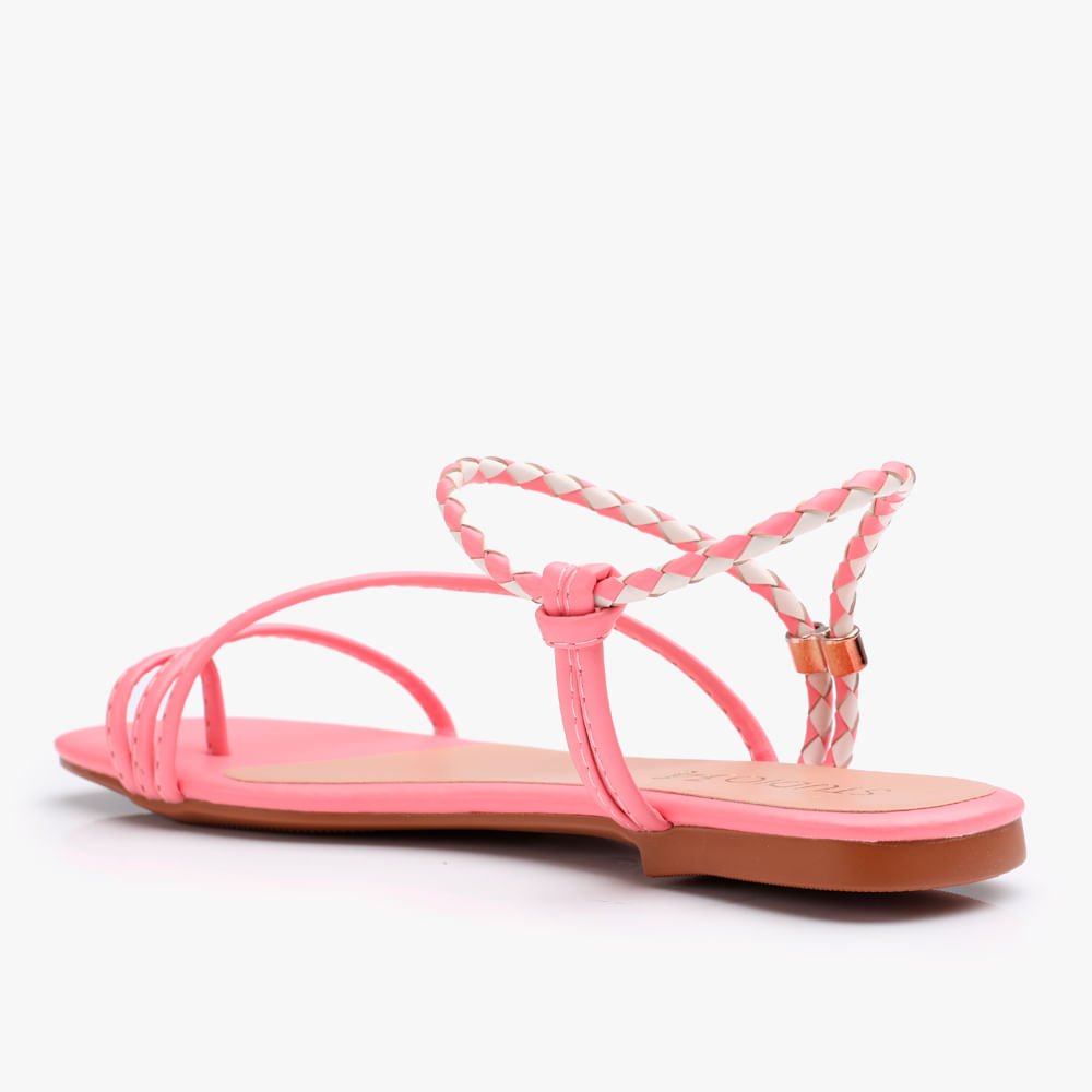 Sandalia Rasteira Strass Studio 34 Rosa 2