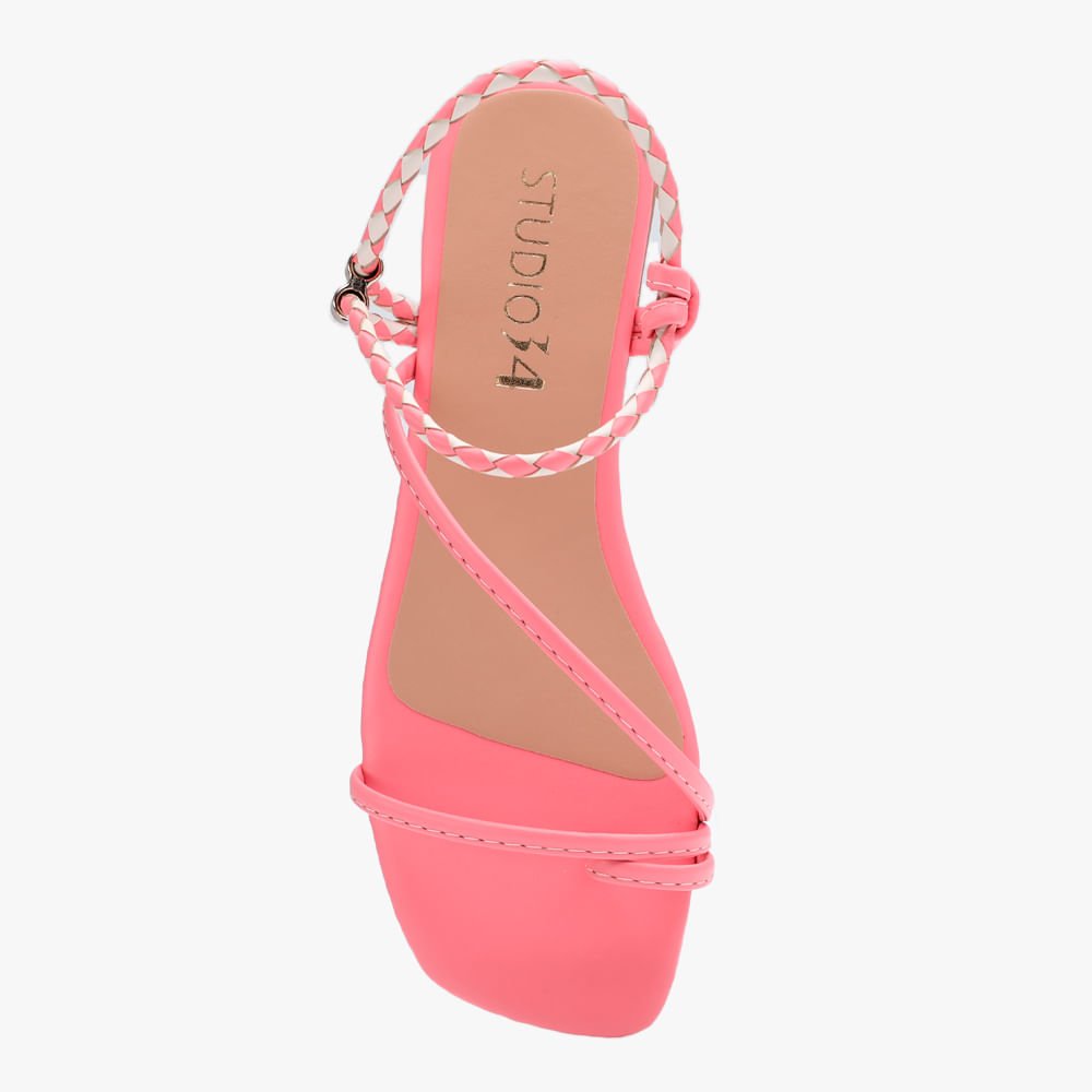 Sandalia Rasteira Strass Studio 34 Rosa 3
