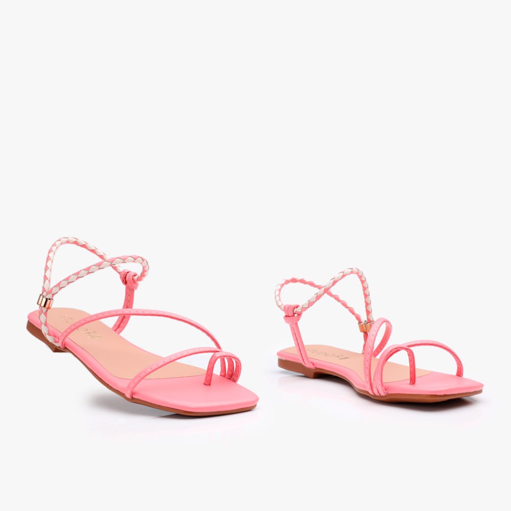 Sandalia Rasteira Strass Studio 34 Rosa 5