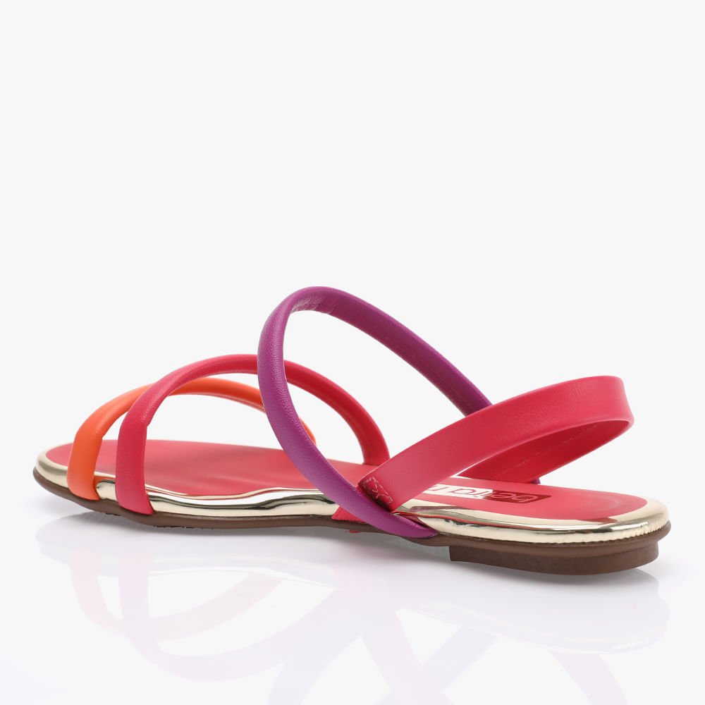 Sandália Rasteira 3 Tiras Vermelho 2