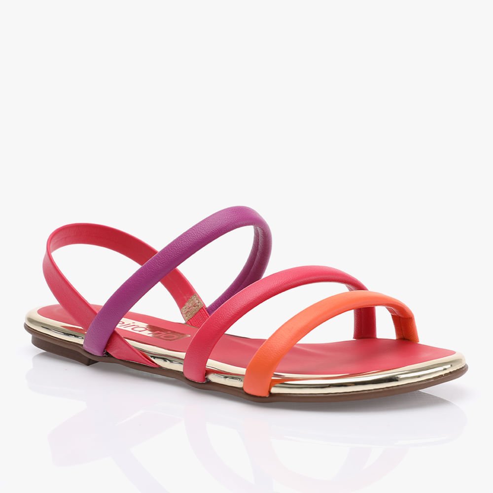 Sandália Rasteira 3 Tiras Vermelho 3