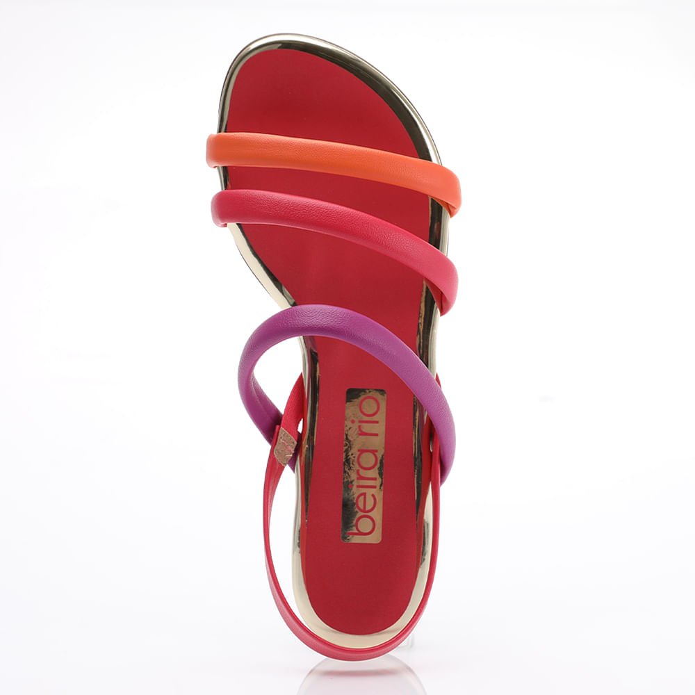 Sandália Rasteira 3 Tiras Vermelho 4