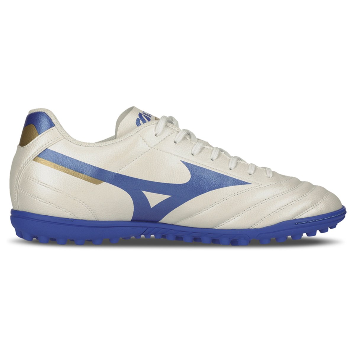 Chuteira Society Mizuno Morelia Club As - Masculino - Branco-Azul-Dourado Branco/Azul 1