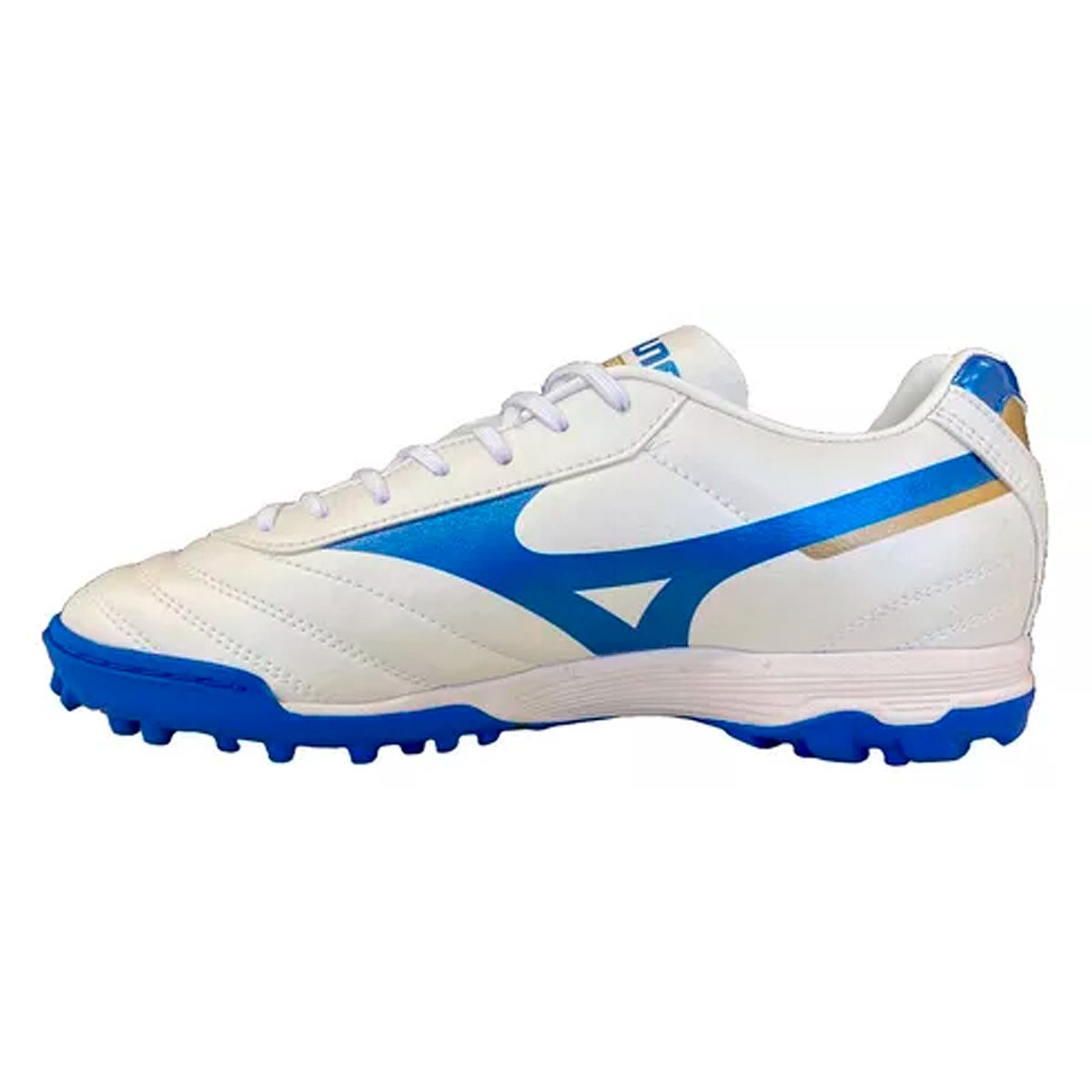 Chuteira Society Mizuno Morelia Classic As - Masculino - Branco-Azul-Dourado Branco/Azul 2