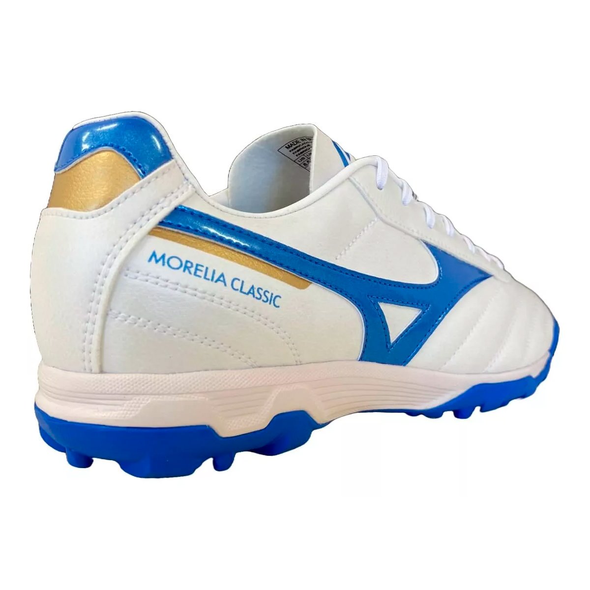 Chuteira Society Mizuno Morelia Classic As - Masculino - Branco-Azul-Dourado Branco/Azul 3