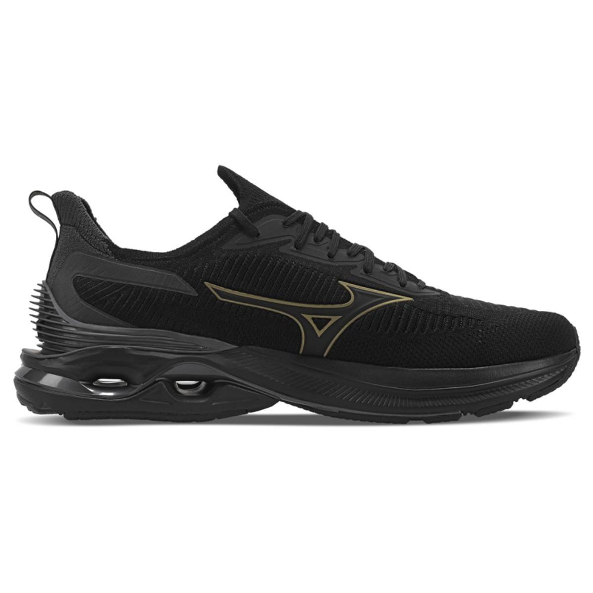 黒 Tenis Mizuno Wave Mirai 7 - Masculino - Preto-Preto Preto