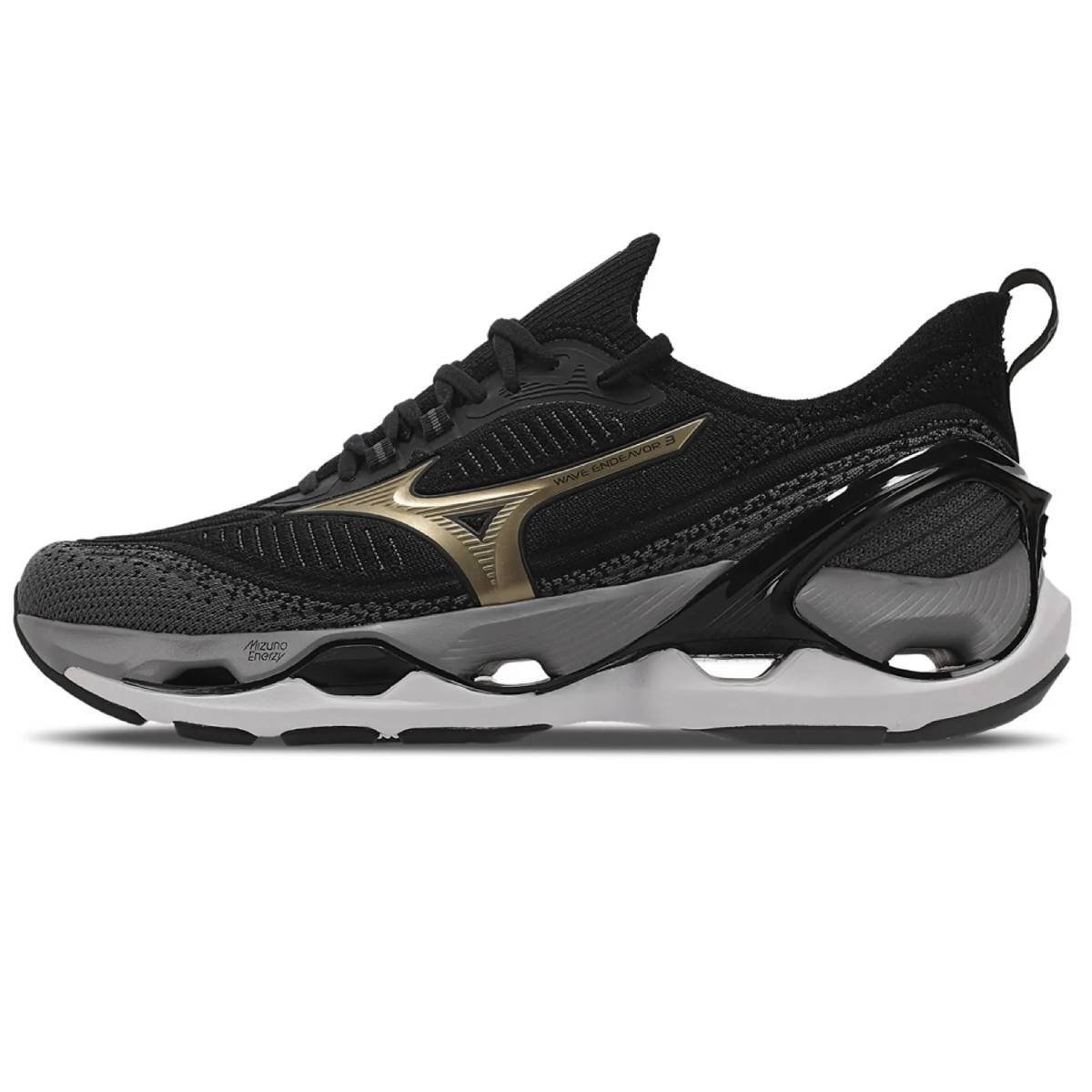 Tênis Mizuno Wave Endeavor 3 - Masculino - Preto-Dourado Preto/Dourado 2