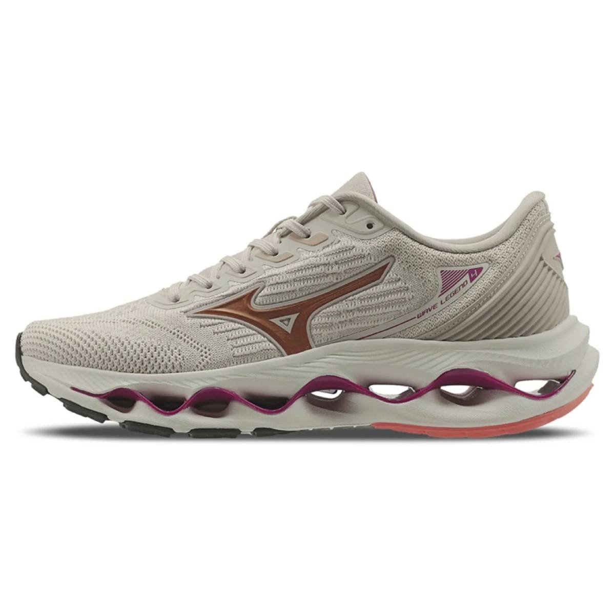 Tênis Mizuno Wave Legend 4 - Feminino - Bege Bege/Rosa 2