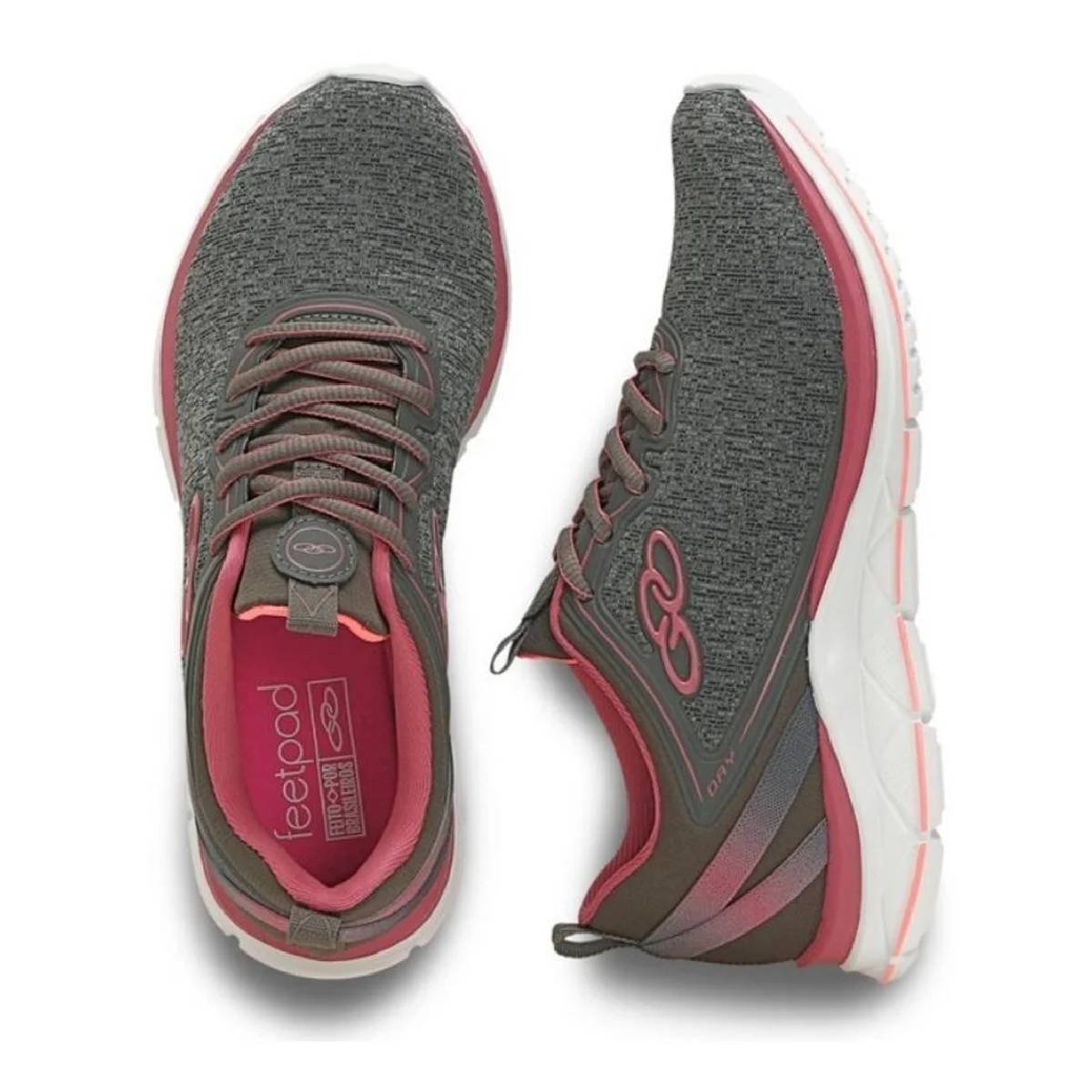 Tênis Olympikus Day - Feminino - Cinza Cinza/Rosa 3