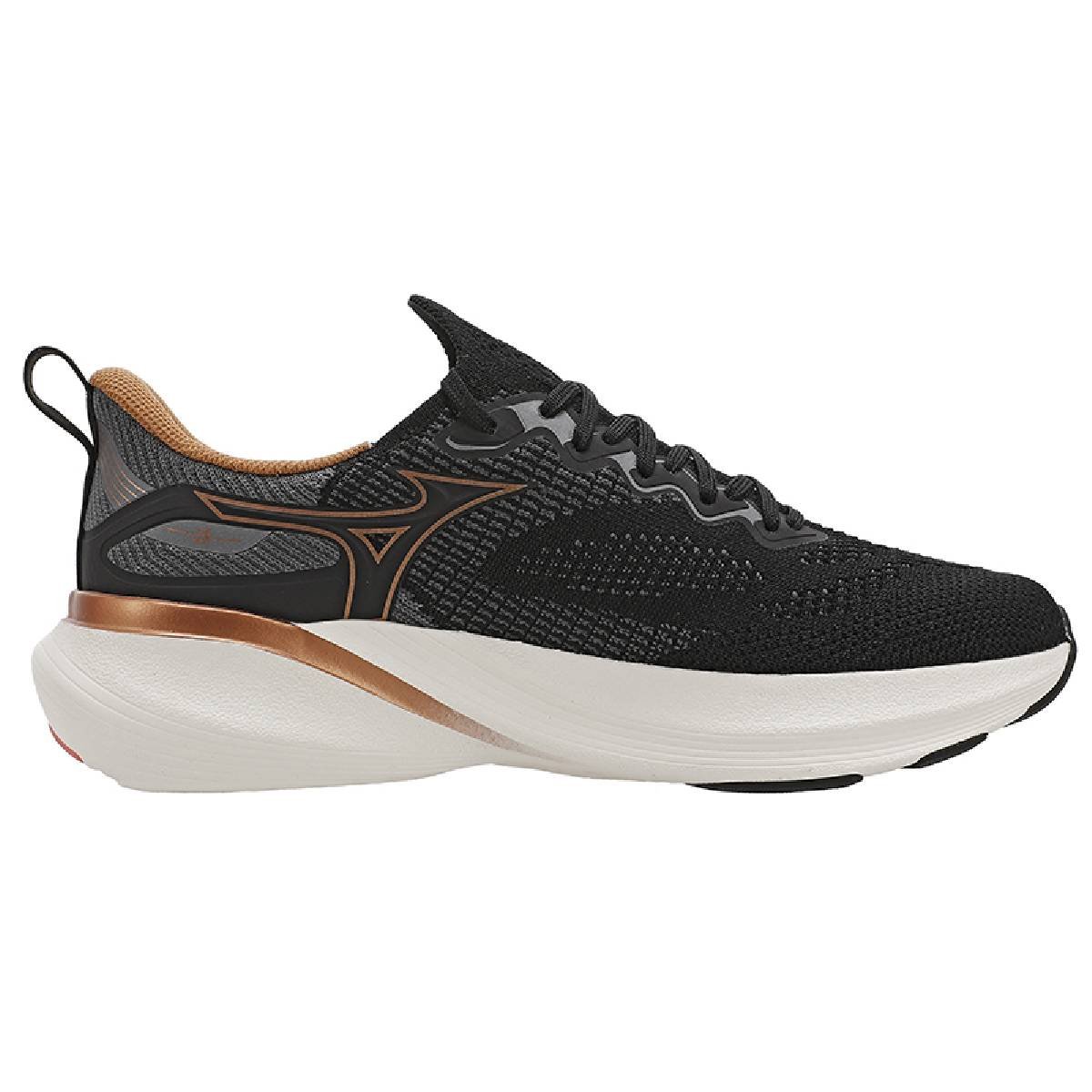 Tênis Mizuno Glow 3 Feminino - Preto-Dourado Preto/Laranja 2