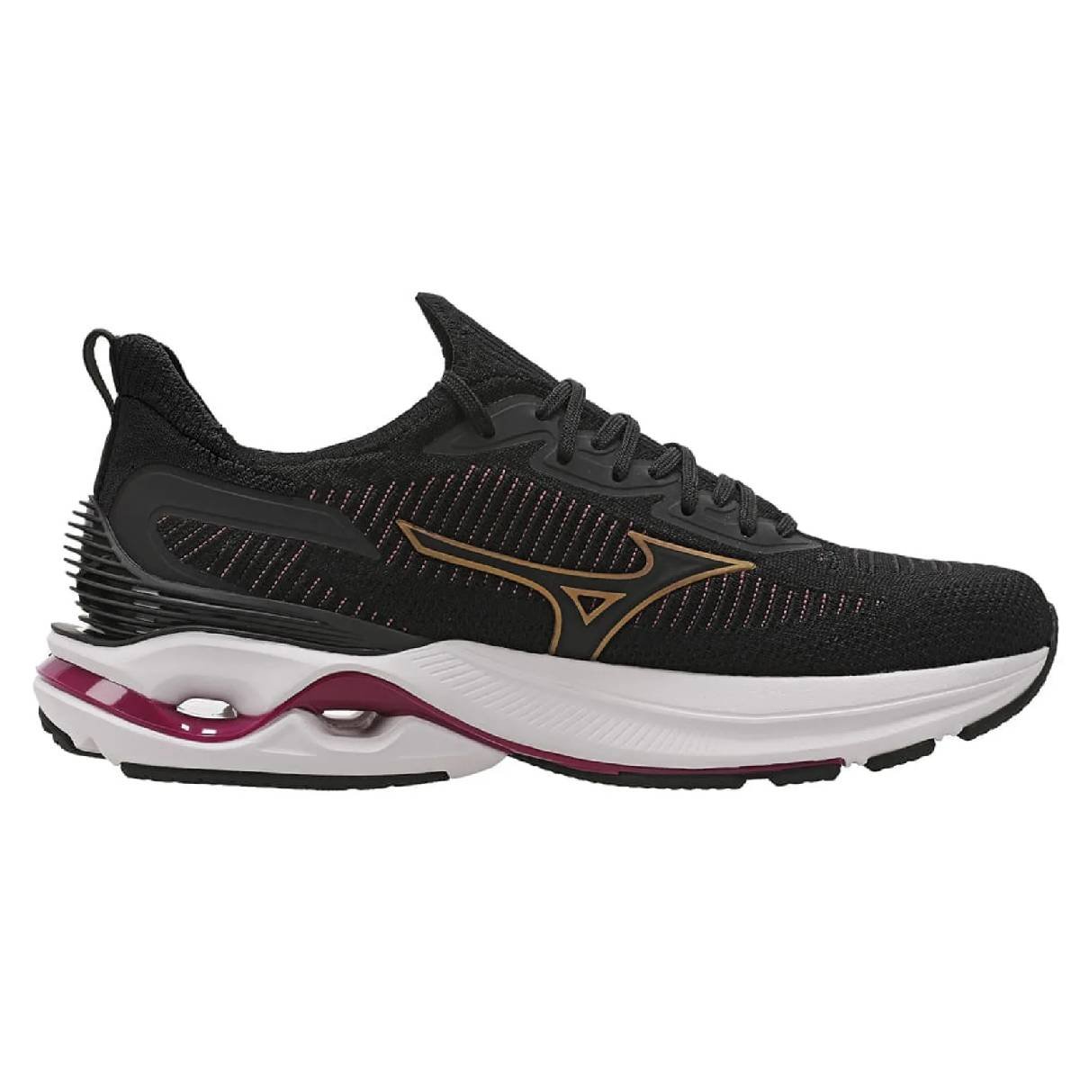 Tenis Mizuno Wave Mirai 7 - Feminino - Preto-Bordô