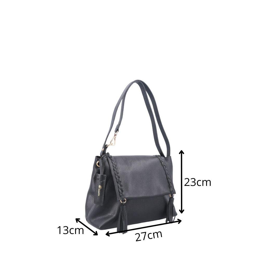 Bolsa de Couro Yasmin com Alça 2 em 1 Bauarte Preto 4