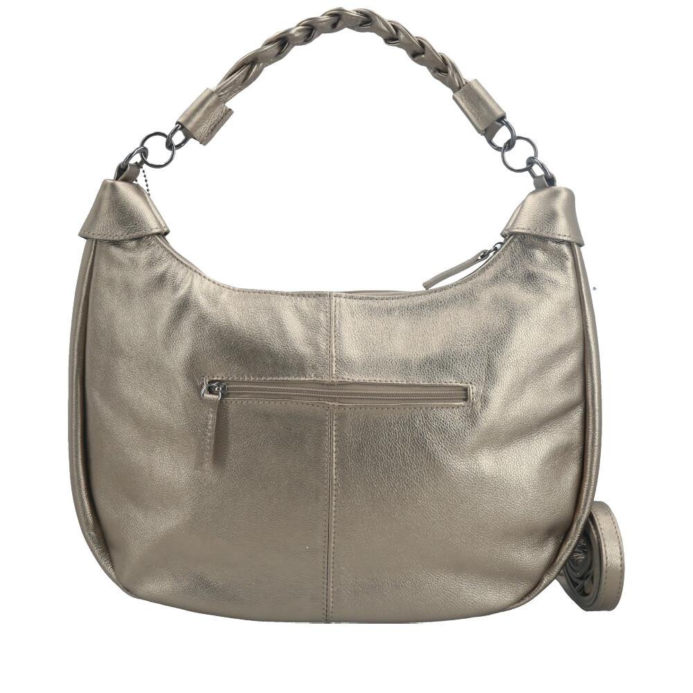 Bolsa de Couro Metalizada Nancy Bauarte Prata 3