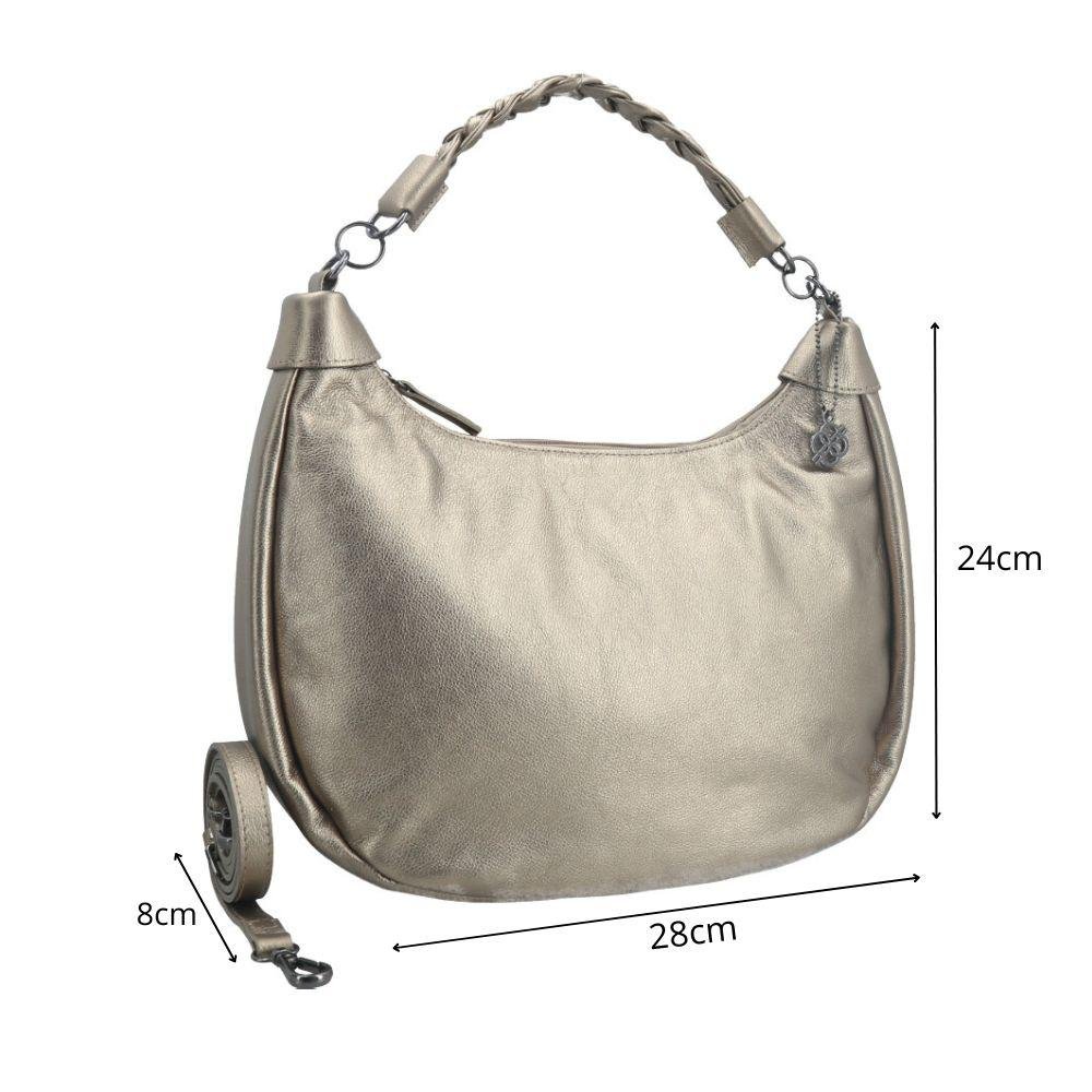 Bolsa de Couro Metalizada Nancy Bauarte Prata 4