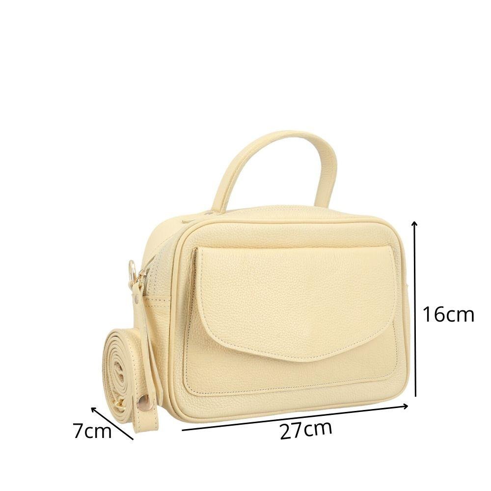 Bolsa Baú de mão Feminina em Couro com Zíper Bauarte Amarelo 4