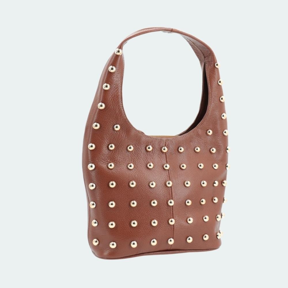 Bolsa de Ombro em Couro Legítimo com Ilhós