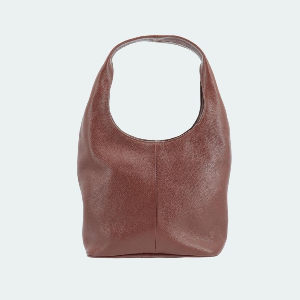 Bolsa de Ombro em Couro Legítimo com Ilhós Marrom 2