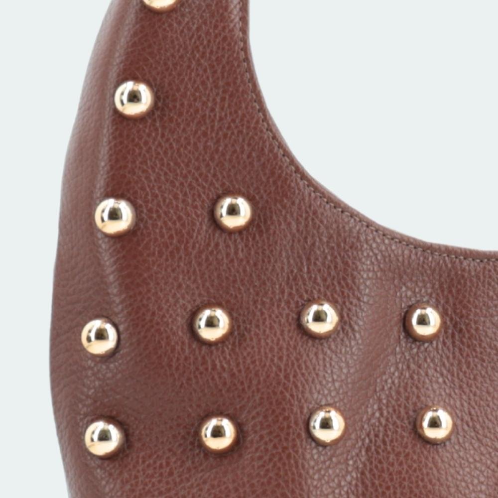 Bolsa de Ombro em Couro Legítimo com Ilhós Marrom 3