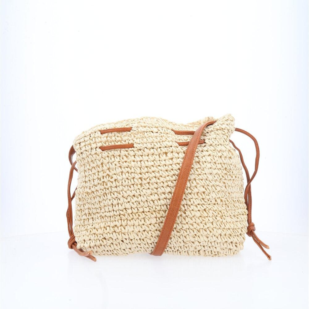 Bolsa Feminina Bucket de Palha Bege 2