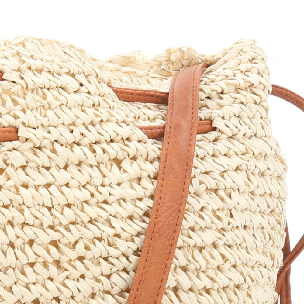 Bolsa Feminina Bucket de Palha Bege 3