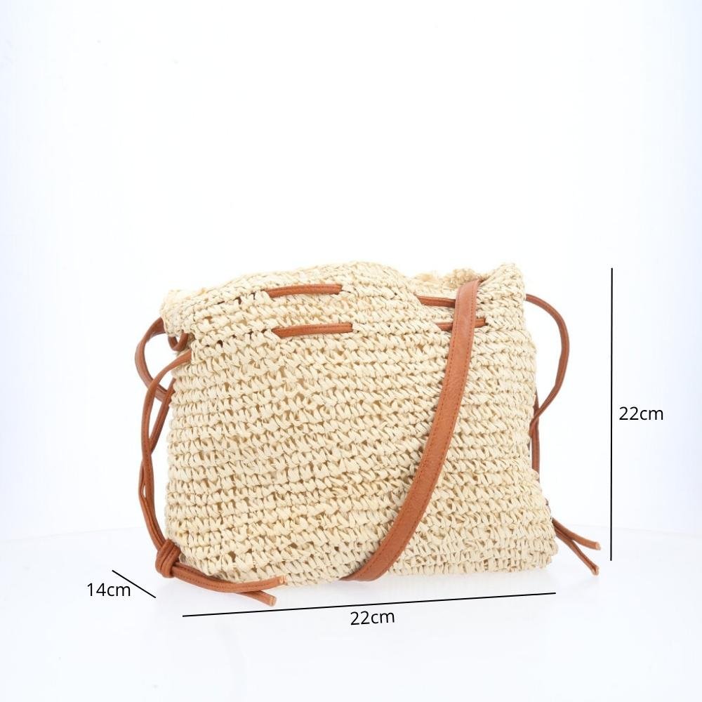 Bolsa Feminina Bucket de Palha Bege 4