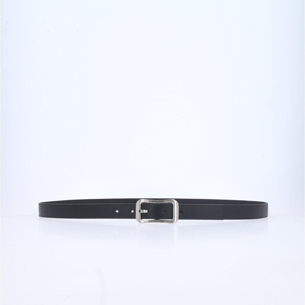 Cinto Feminino em Couro com fivela Prateada Preto 2