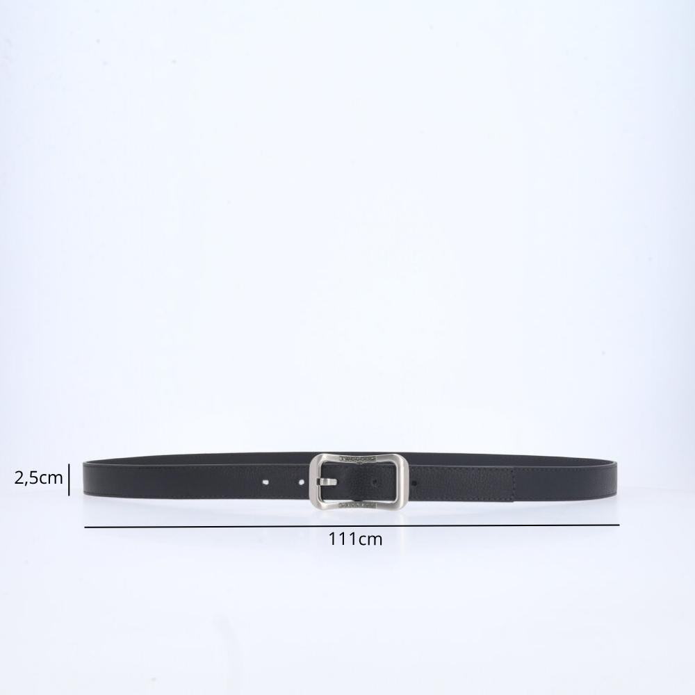 Cinto Feminino em Couro com fivela Prateada Preto 3