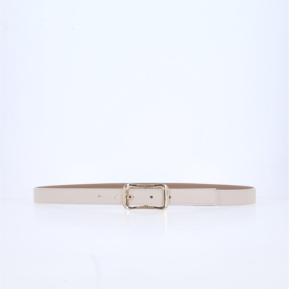 Cinto Feminino em Couro Fivela Dourada Marfim 2