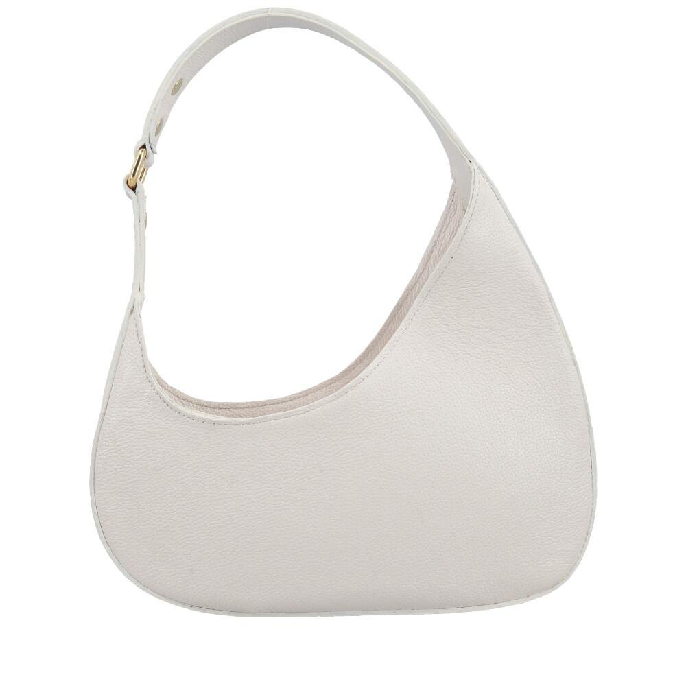 Bolsa Femnina de Couro Hobo Baguete Marfim 2