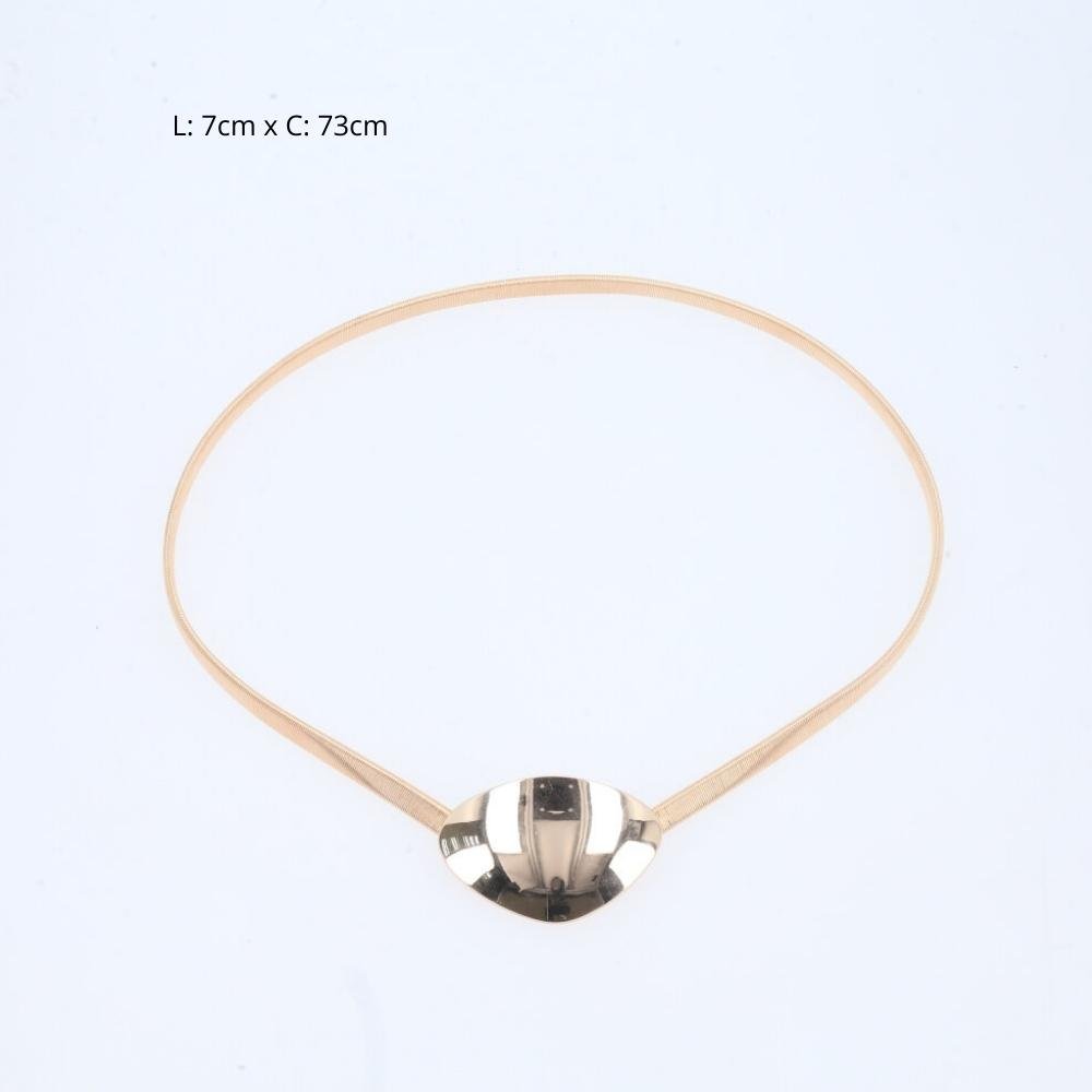 Cinto Feminino com Mola Elástica de Metal Ouro 3