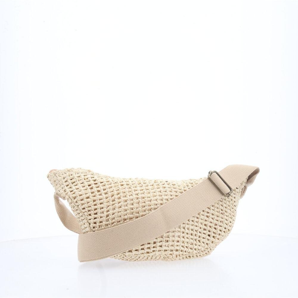 Bolsa Baguete Feminina Transversal de Palha Bege 1