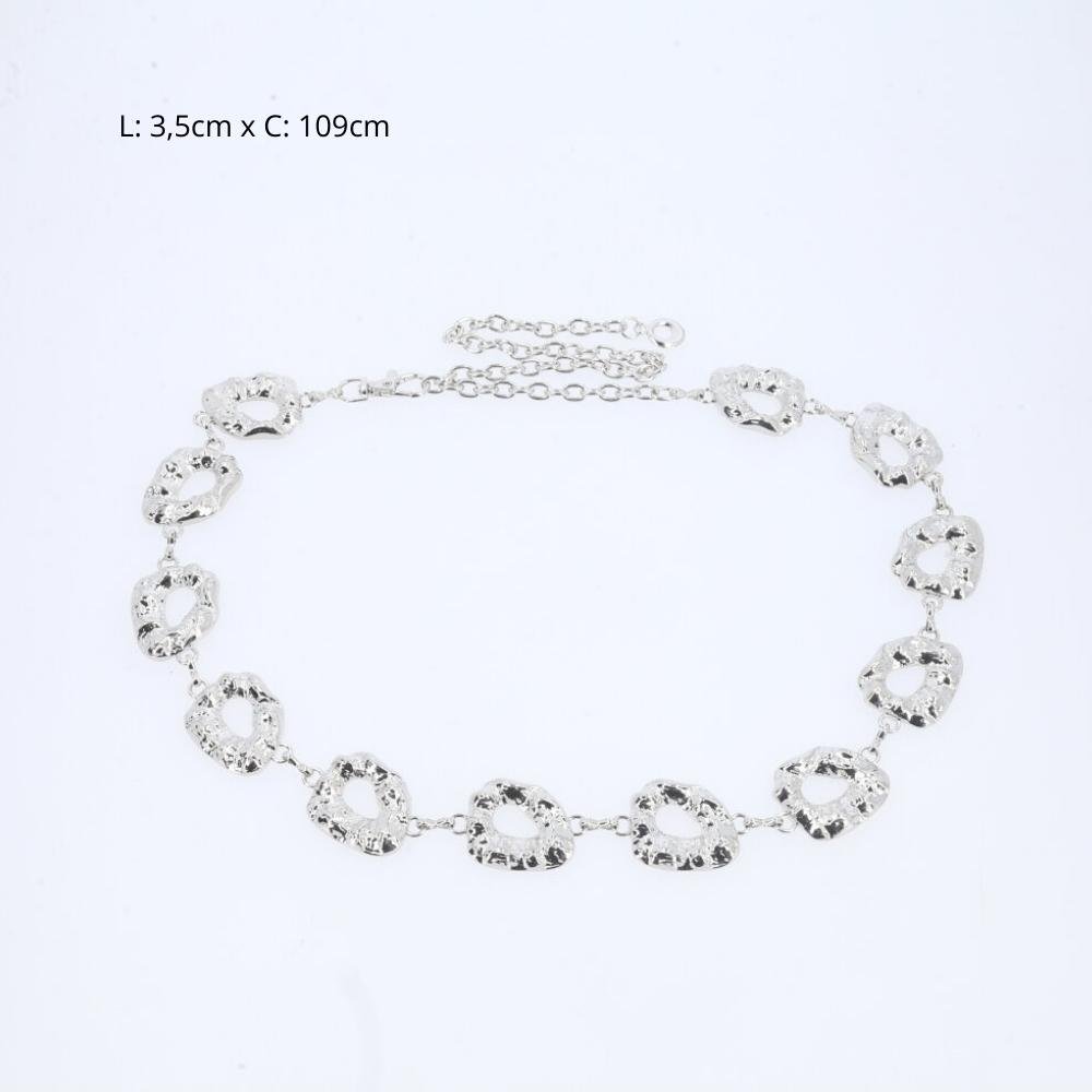 Cinto Feminino Corrente de Metal Prata 3