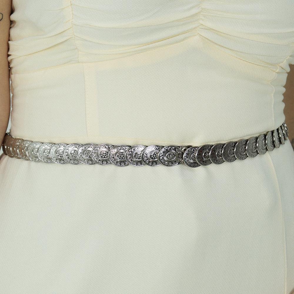 Cinto Feminino Moedas de Metal Ouro 4