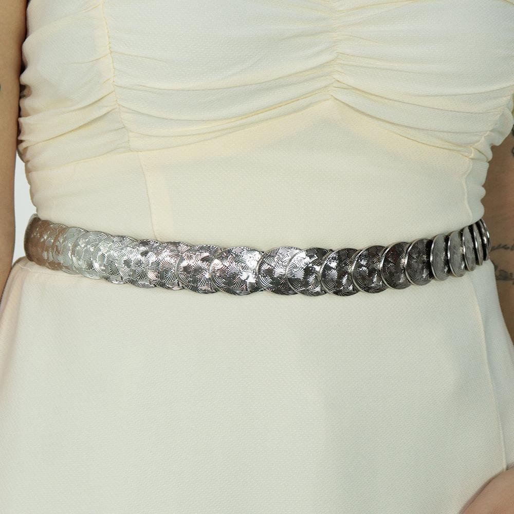 Cinto feminino Moedas de Metal Prata 4