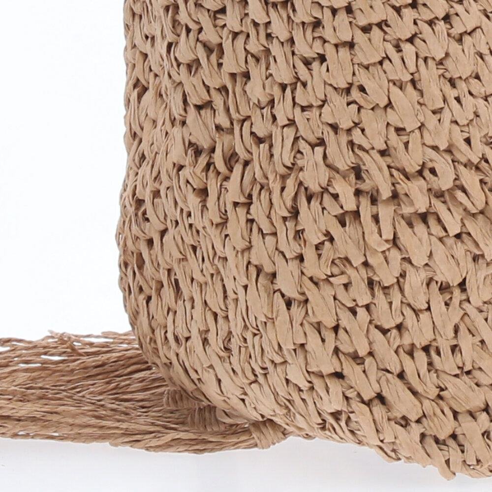 Bolsa de Praia Grande em Palha com Franjas Caramelo 3