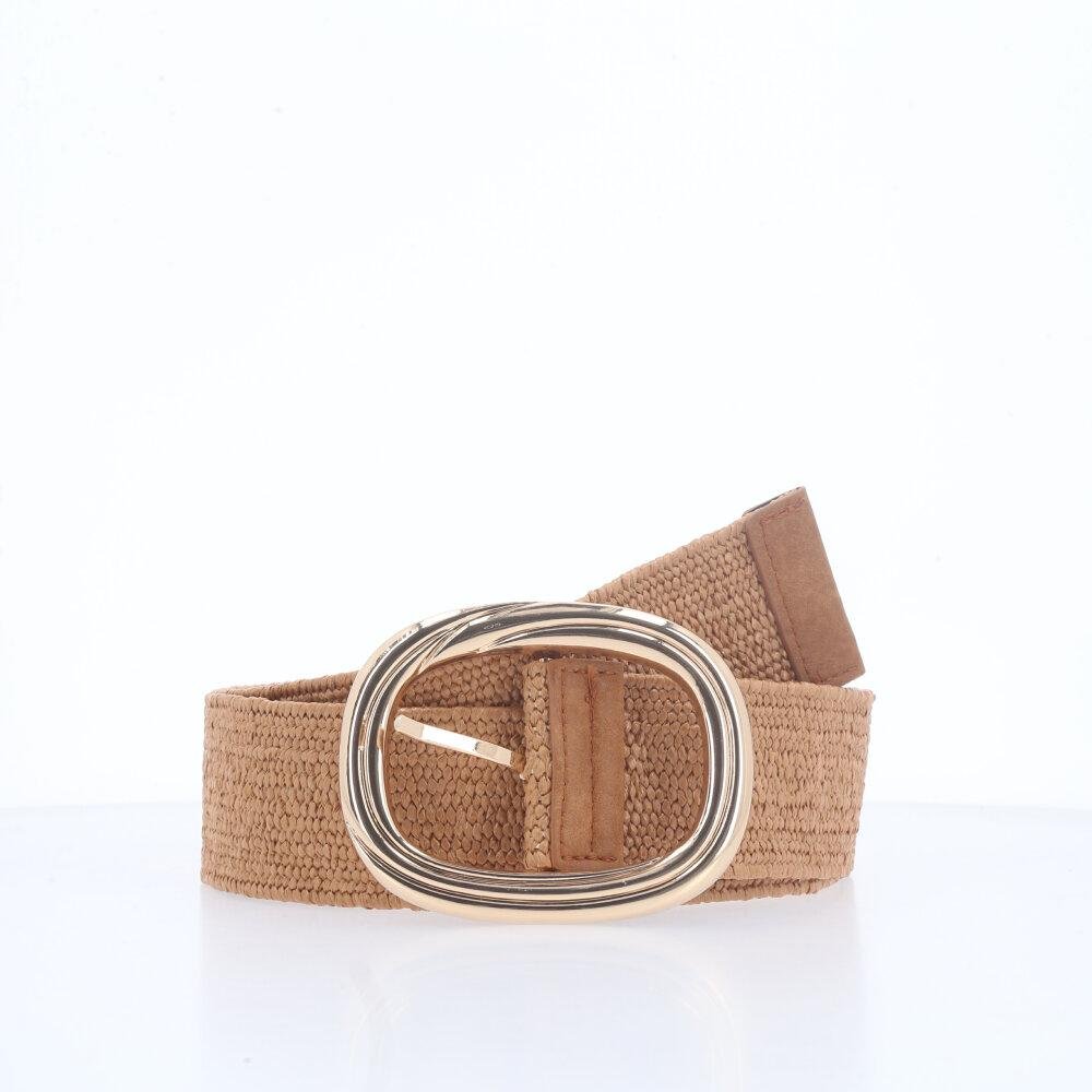 Cinto Feminino de Ráfia com Fivela Oval Metalizada
