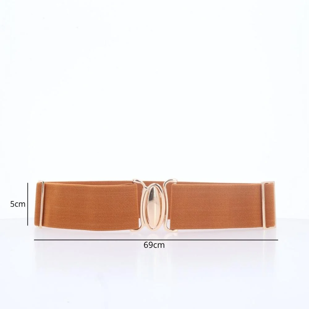 Cinto Feminino de Elástico com Fivela Metalizada Marrom 3