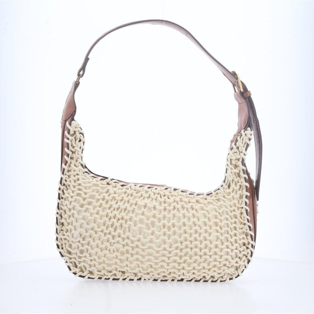 Bolsa Baguete Trançada de Palha Branco 2