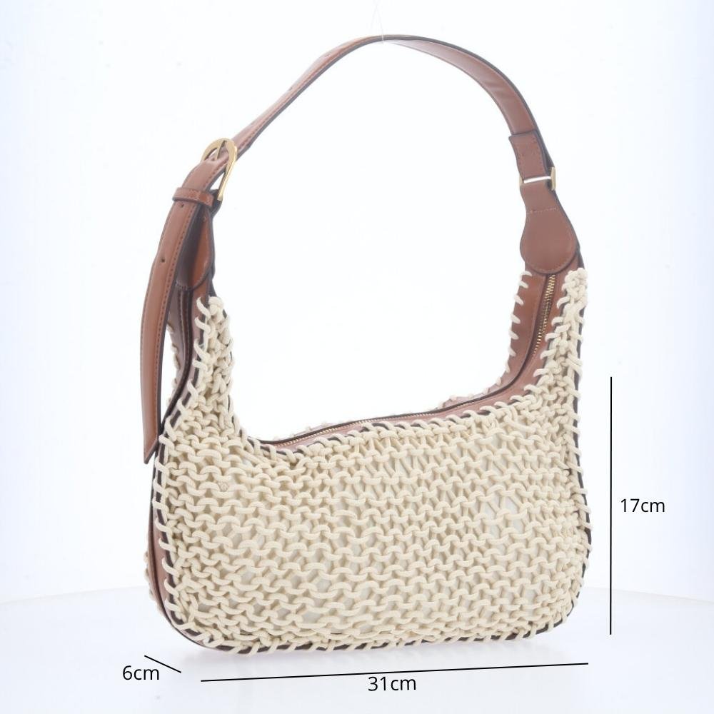 Bolsa Baguete Trançada de Palha Branco 4