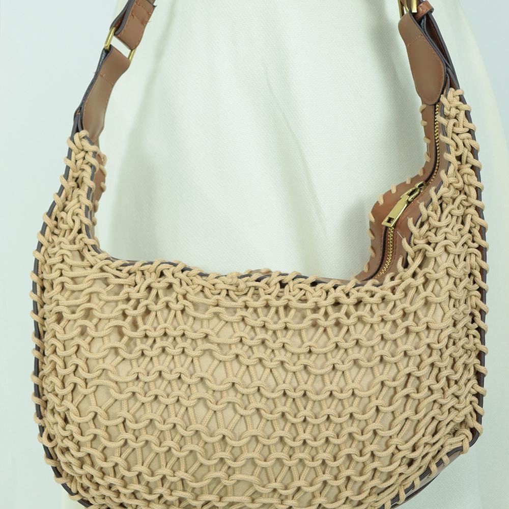 Bolsa Baguete Trançada de Palha Branco 5