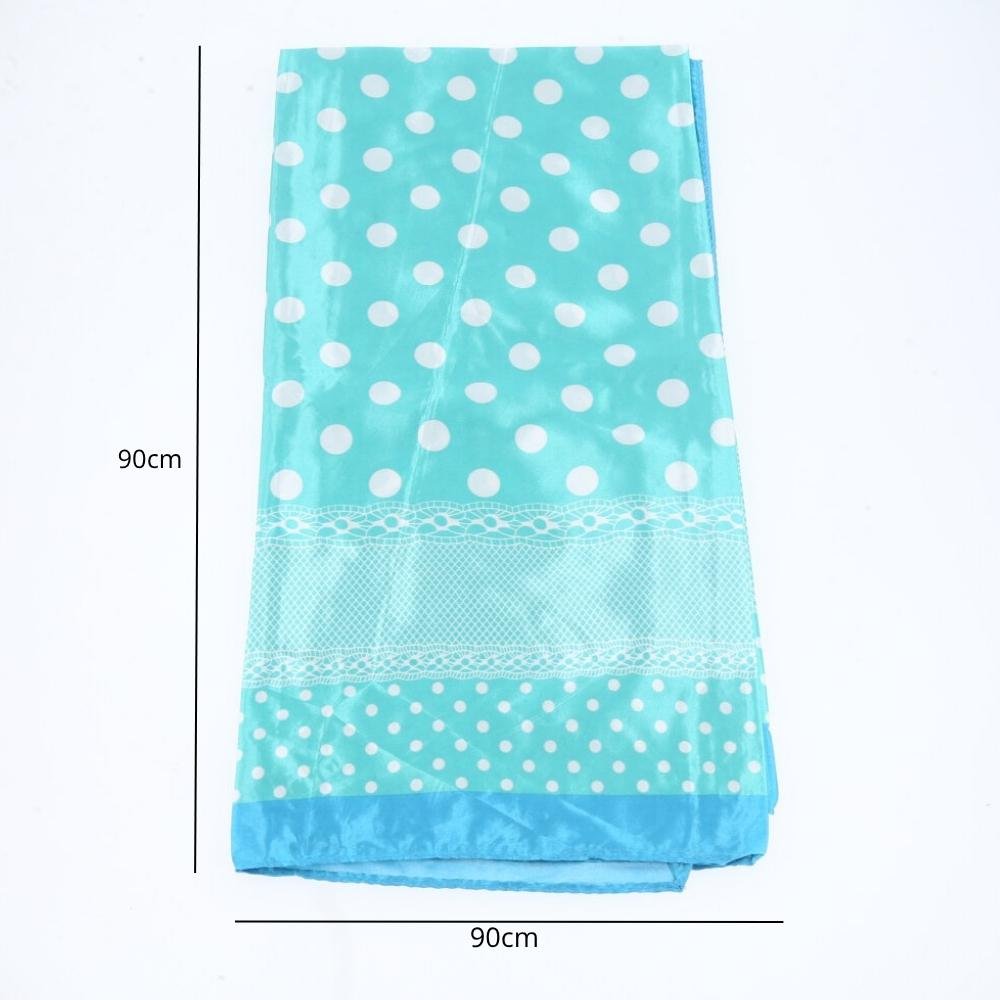 Lenço de Cetim com Poá Azul 4