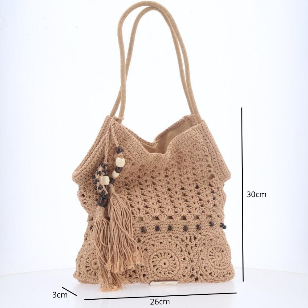 Bolsa de Praia em Crochê Caramelo 4