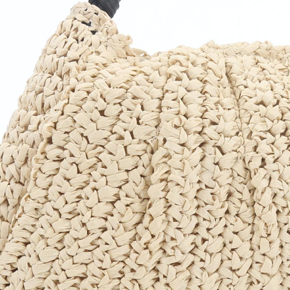 Bolsa de Ráfia Feminina – Modelo com Alça Dourada Rígida Areia 2