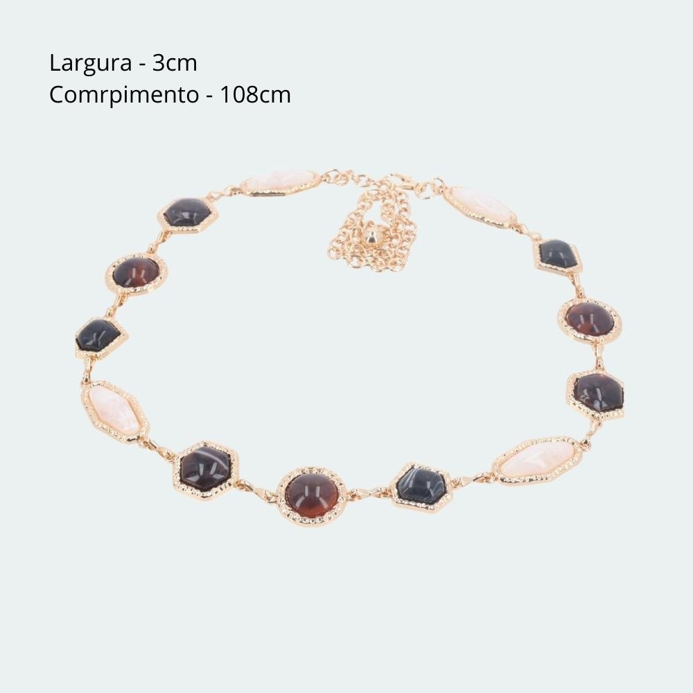 Cinto Feminino de Metal Dourado com Madrepérola Dourado 5