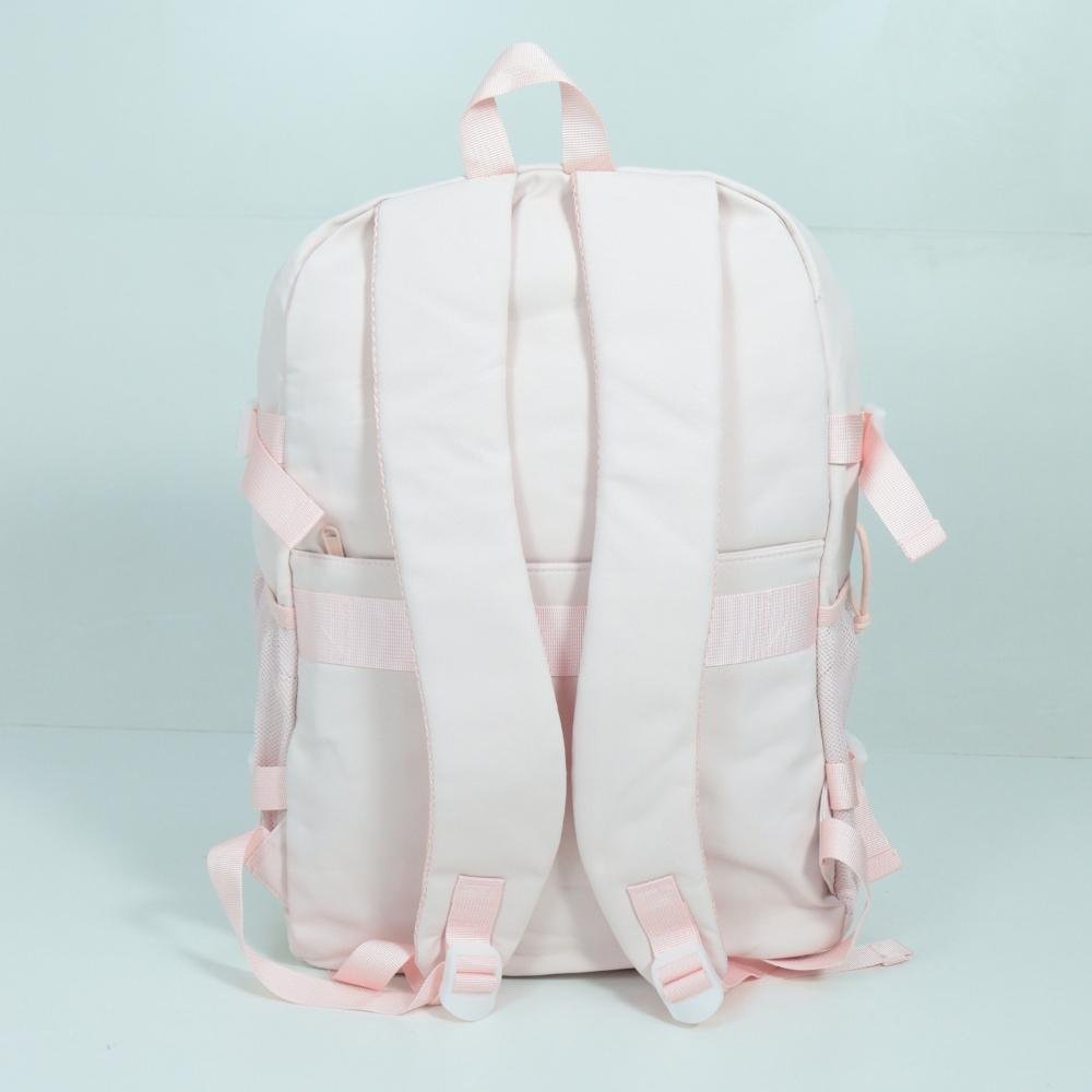 Mochila em Tecido com Organização Prática Rosa Claro 2