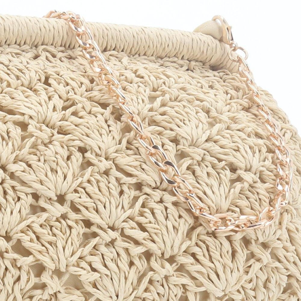 Bolsa Festa Feminina de Crochê em Ráfia Bege 3