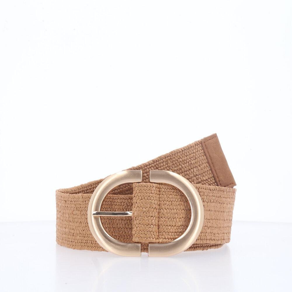 Cinto de Elástico em Ráfia com Fivela Metalizada