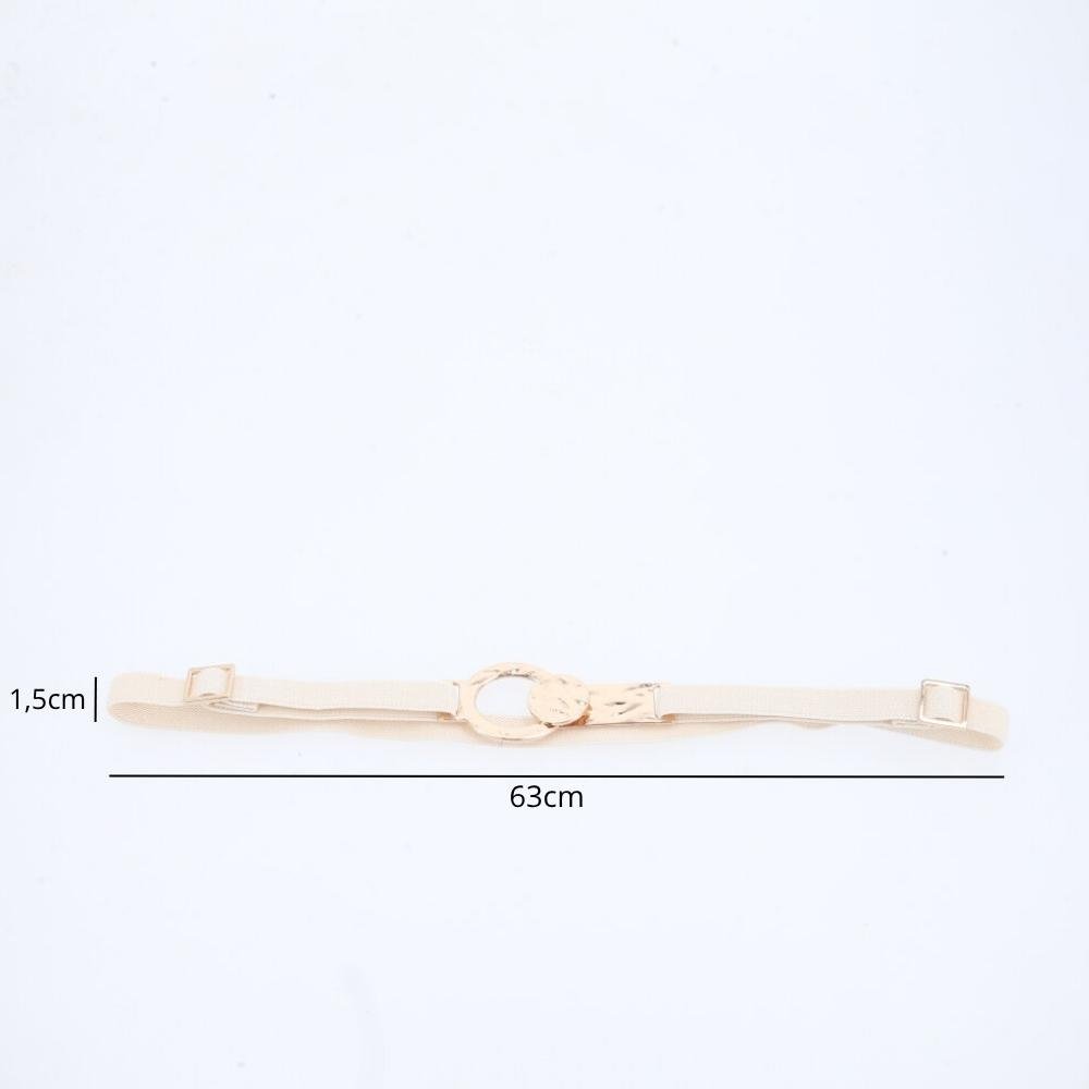 Cinto de Elástico Com Regulagem e Fecho de Encaixe Marfim 3
